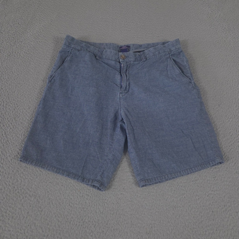 johnnie-O Shorts Mens 33 Blue Perkins 9" Chambray Cotton Flat Front Classic